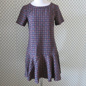 Banana Republic Multi Color Print Short Sleeve Drop Waist Dress - Size 2P